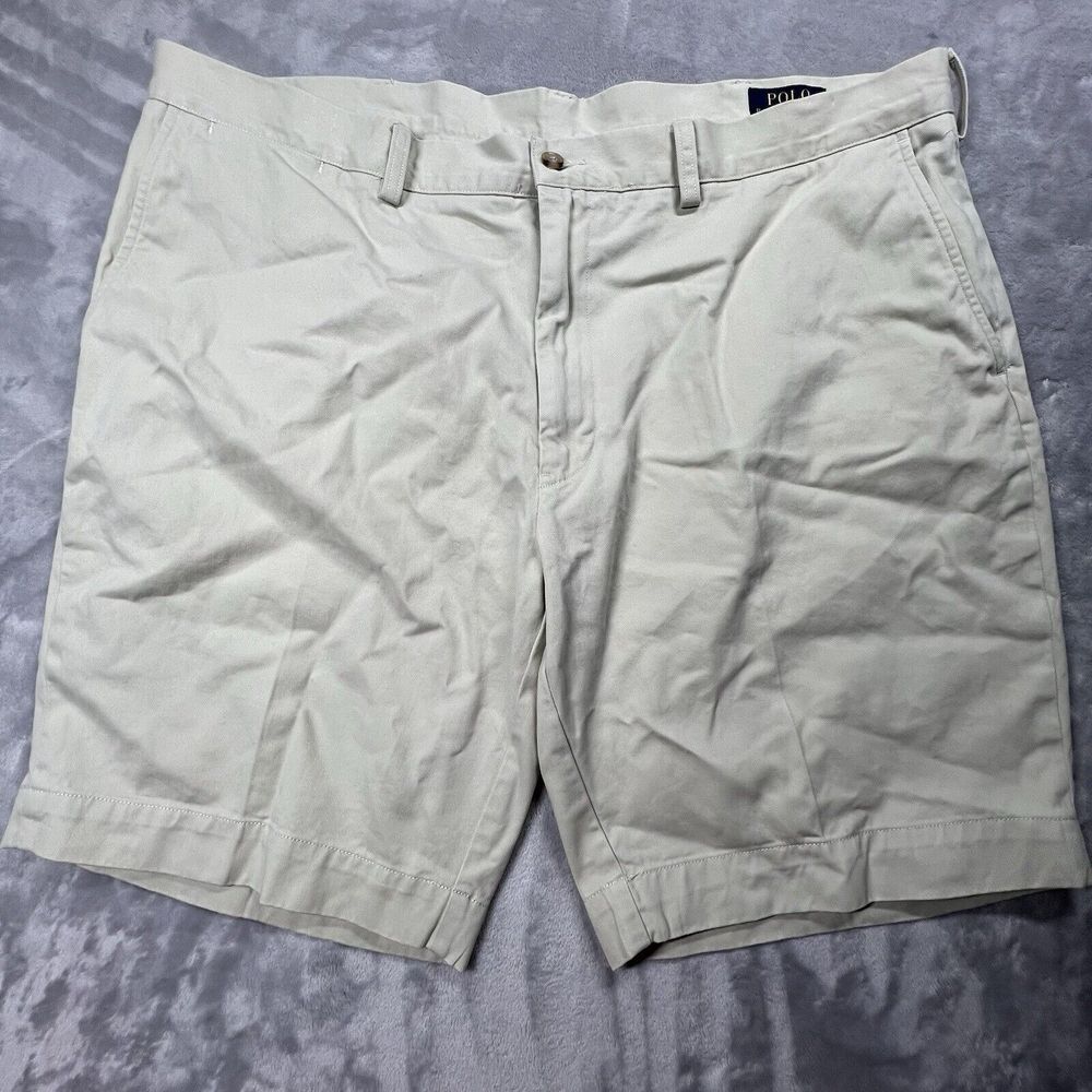 Polo Ralph Lauren 40 Chino Shorts Mens Khaki Tan Classic Fit Cotton Twill